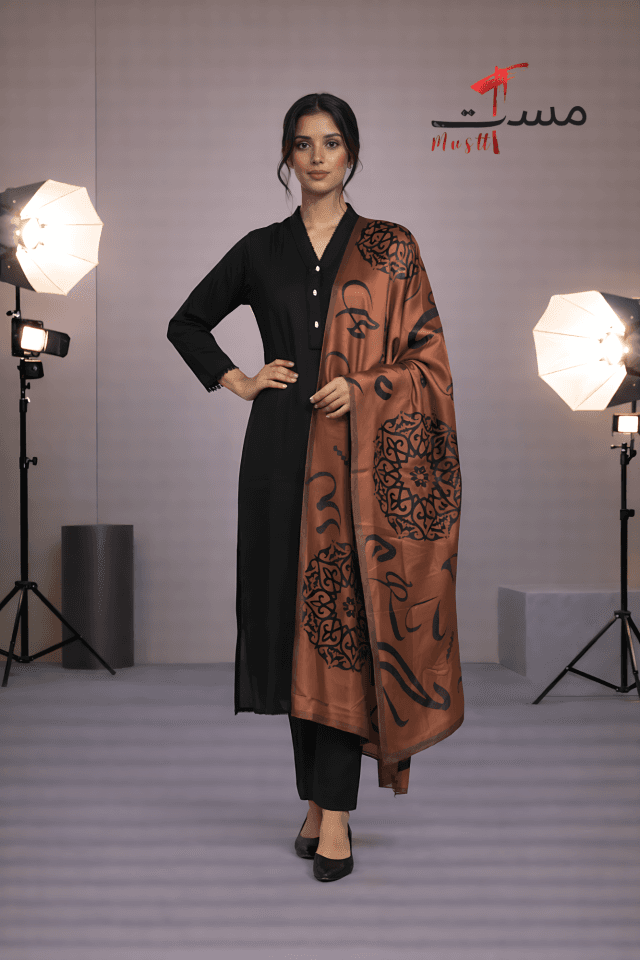 Model in red streetwear